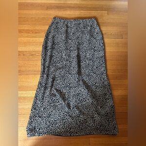Vintage Ann Taylor Botanical Silk Chiffon Maxi Skirt in Taupe & Black, Size 6